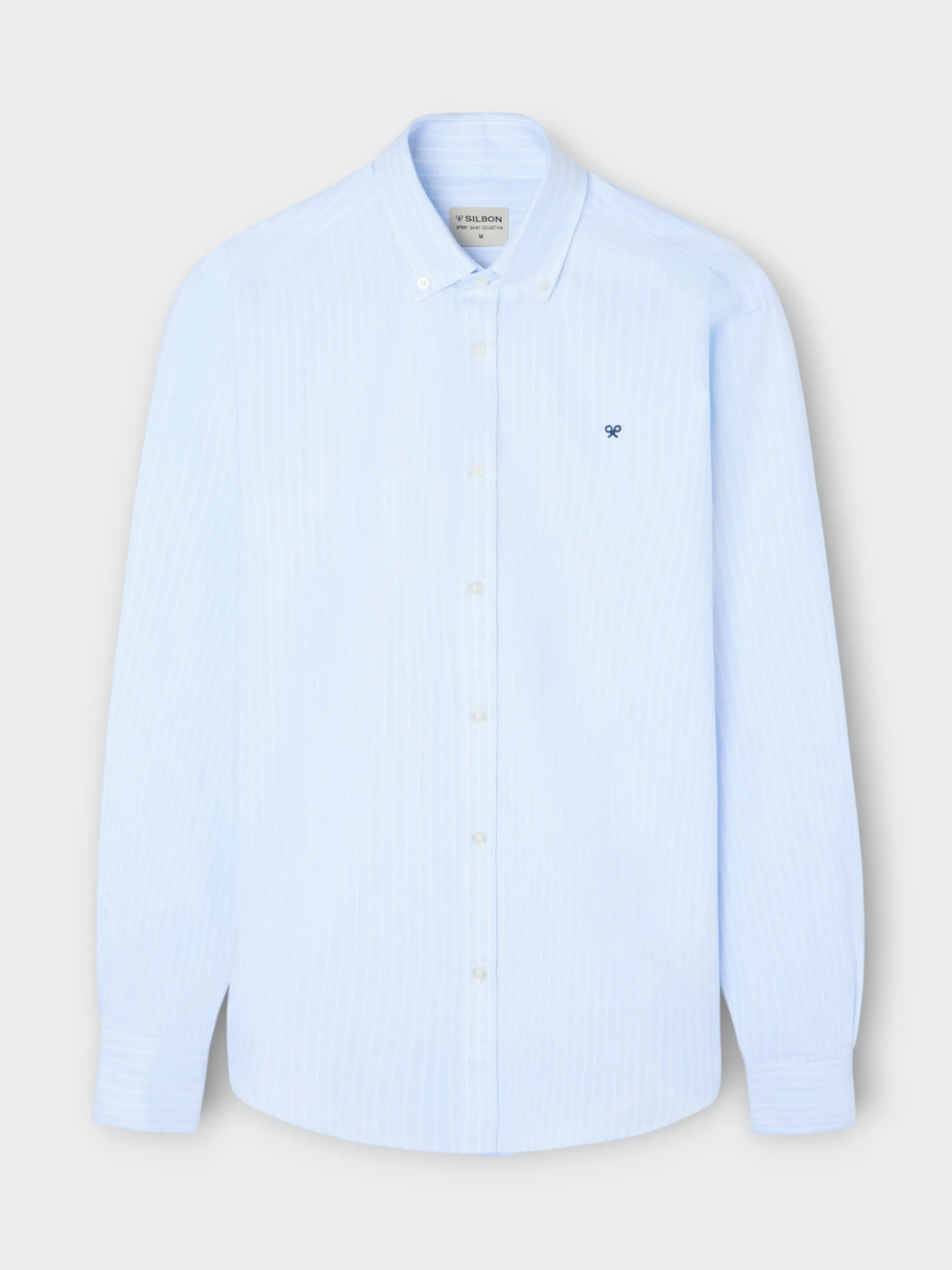 Silbon Smart Casual·Camisas Sport-Camisa sport oxford celeste raya fina Blanca