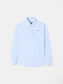 Silbon Camisas Y Poleras-Camisa sport oxford kids celeste raya fina blanca Blanco