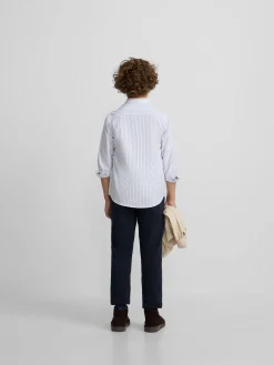 Silbon Camisas Y Poleras-Camisa sport oxford kids blanca raya fina Navy