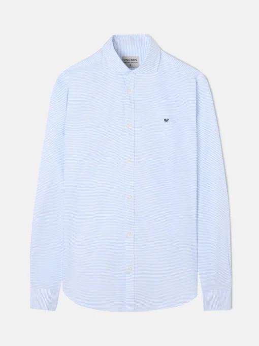 Silbon Camisas Sport Y Poleras|Smart Casual·Camisas Sport-Camisa sport oxford rayas horizontales Celeste