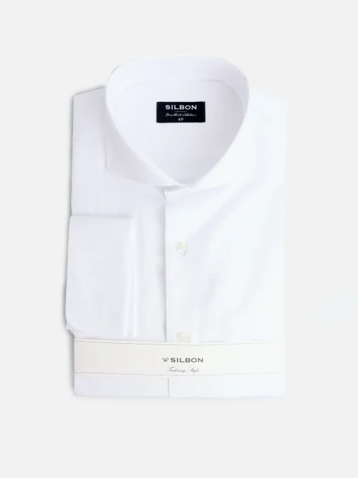 Silbon Formal Y Etiqueta·Camisas De Vestir-Camisa vestir espiga blanca puño doble Blanco