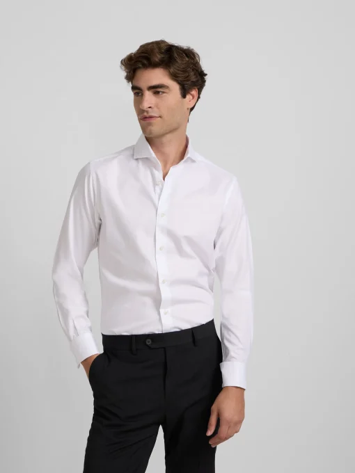 Silbon Formal Y Etiqueta·Camisas De Vestir-Camisa vestir espiga blanca puño doble Blanco