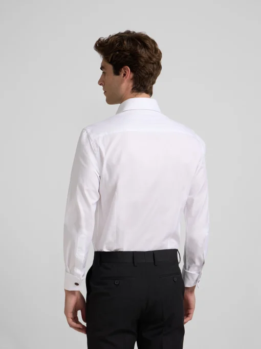 Silbon Formal Y Etiqueta·Camisas De Vestir-Camisa vestir espiga blanca puño doble Blanco