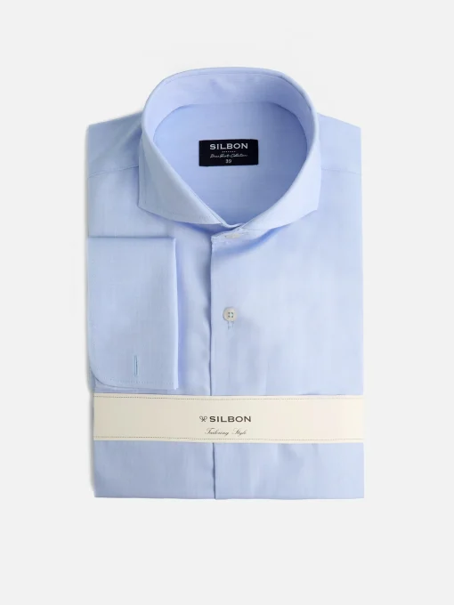 Silbon Formal Y Etiqueta·Camisas De Vestir-Camisa vestir espiga puño doble Celeste