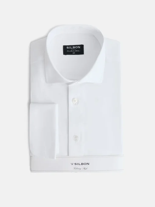 Silbon Formal Y Etiqueta·Camisas De Vestir-Camisa vestir espiga puño doble blanca Blanco