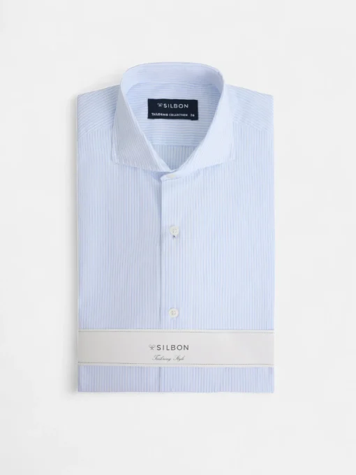 Silbon Formal Y Etiqueta·Camisas De Vestir-Camisa vestir raya media Celeste