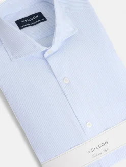 Silbon Formal Y Etiqueta·Camisas De Vestir-Camisa vestir raya media Celeste