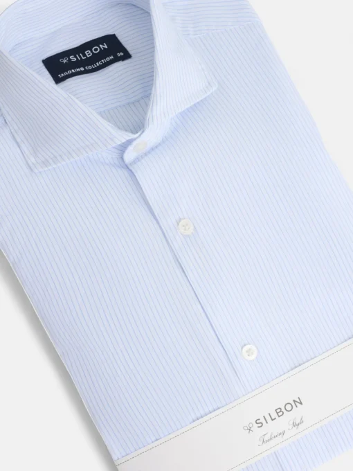 Silbon Formal Y Etiqueta·Camisas De Vestir-Camisa vestir raya media Celeste