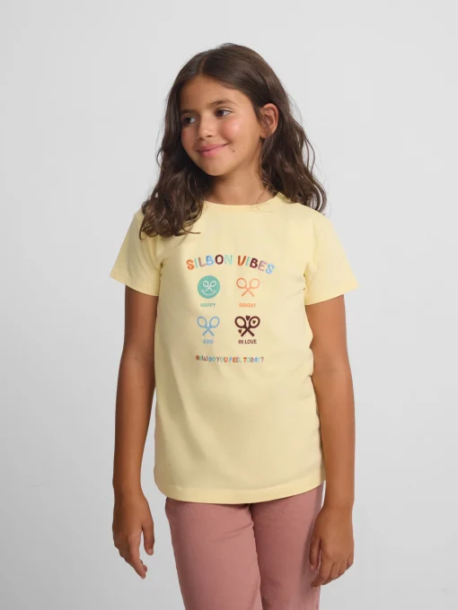 Silbon Camisetas Y Polos-Camiseta girl vibes amarilla Amarillo