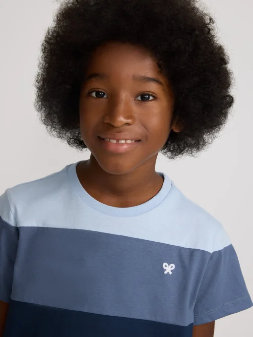 Silbon Camisetas-Camiseta kids franjas colores Azul