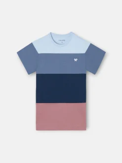 Silbon Camisetas-Camiseta kids franjas colores Azul