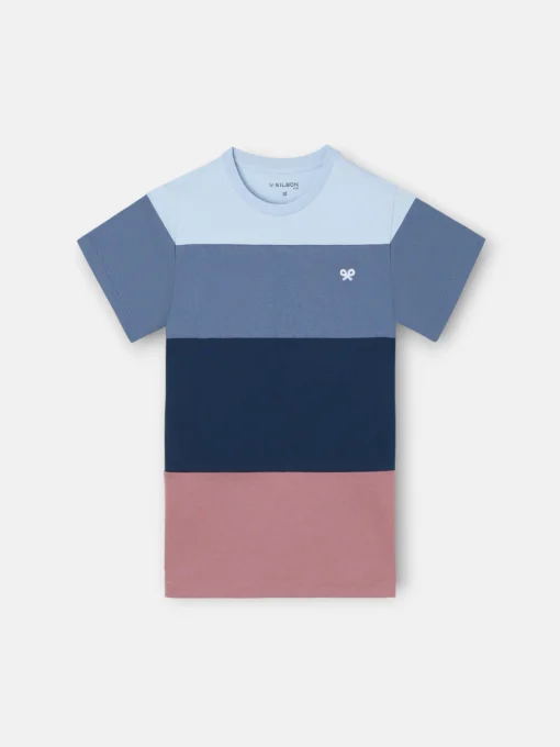 Silbon Camisetas-Camiseta kids franjas colores Azul