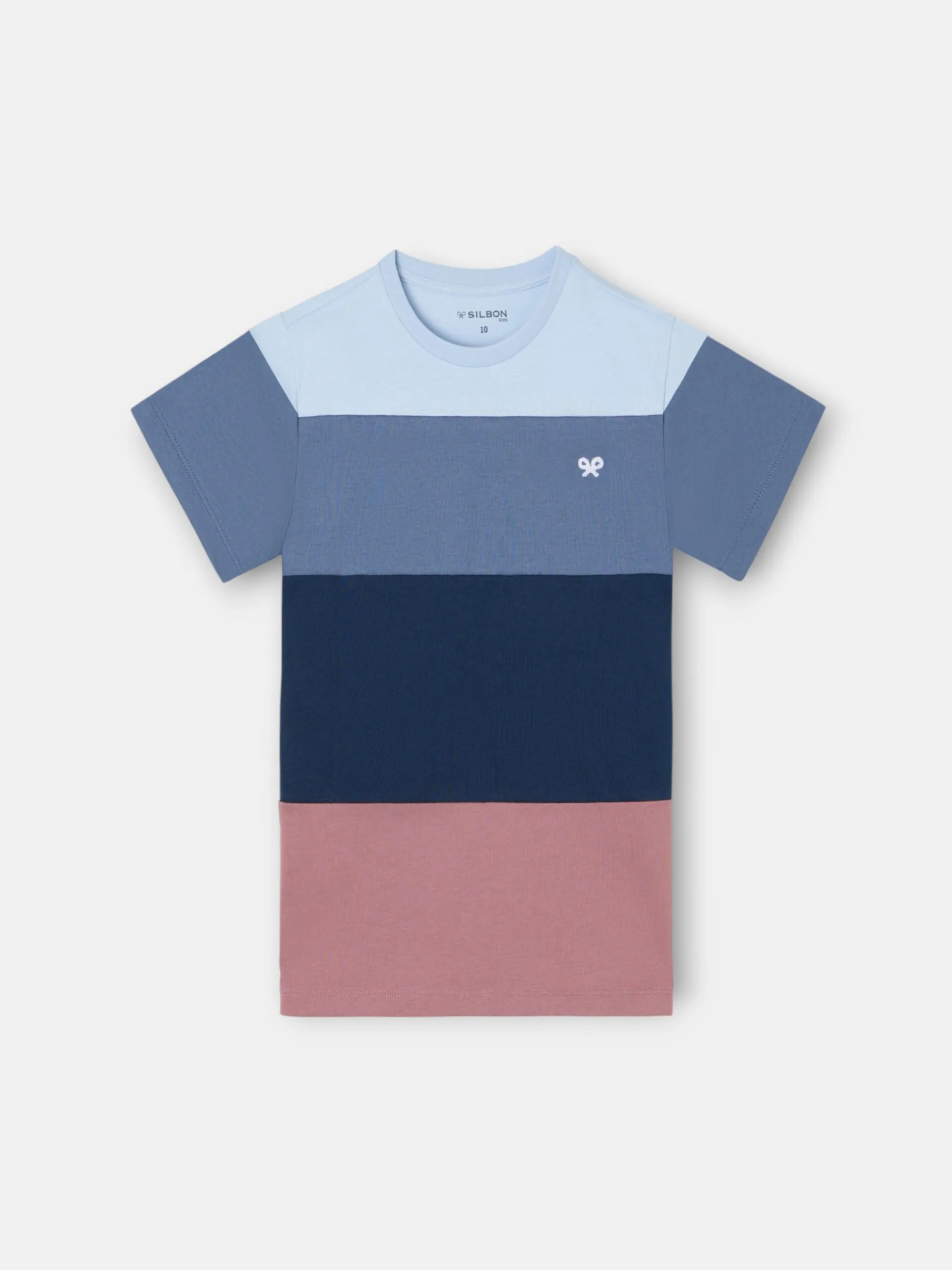 Silbon Camisetas-Camiseta kids franjas colores Azul