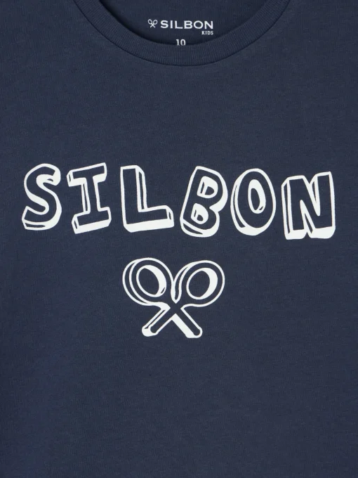 Silbon Camisetas-Camiseta kids letras multicolor azul marino Azul marino