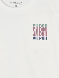 Silbon Camisetas-Camiseta kids letras tricolor blanca Blanco