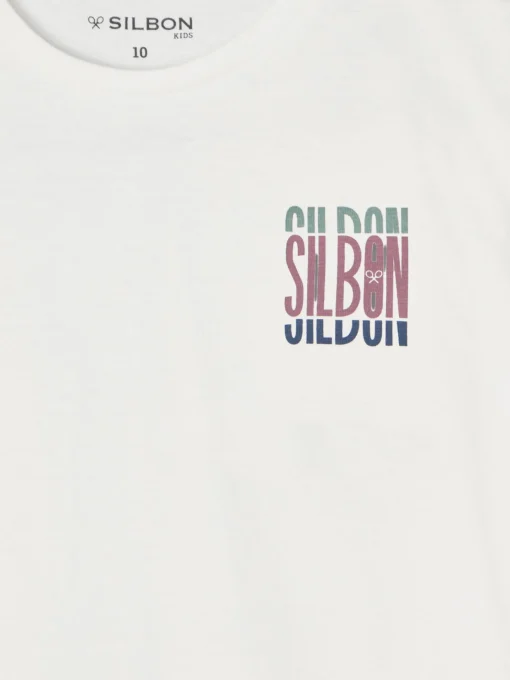 Silbon Camisetas-Camiseta kids letras tricolor blanca Blanco