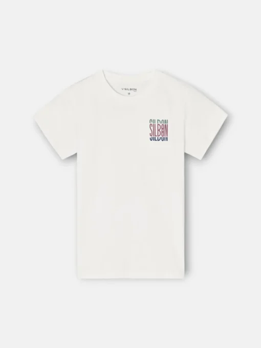 Silbon Camisetas-Camiseta kids letras tricolor blanca Blanco