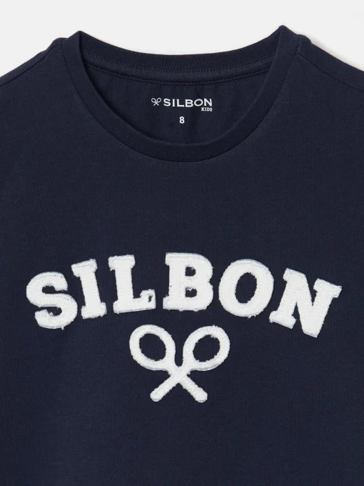 Silbon Camisetas-Camiseta kids raqueta media azul marino Azul marino