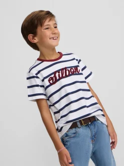 Silbon Camisetas-Camiseta kids raya marinas Azul marino
