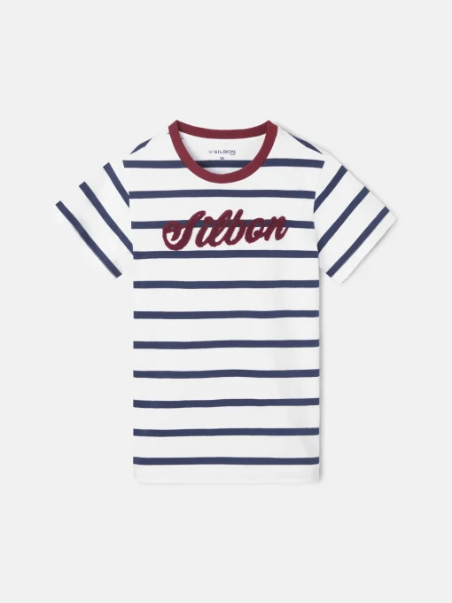 Silbon Camisetas-Camiseta kids raya marinas Azul marino