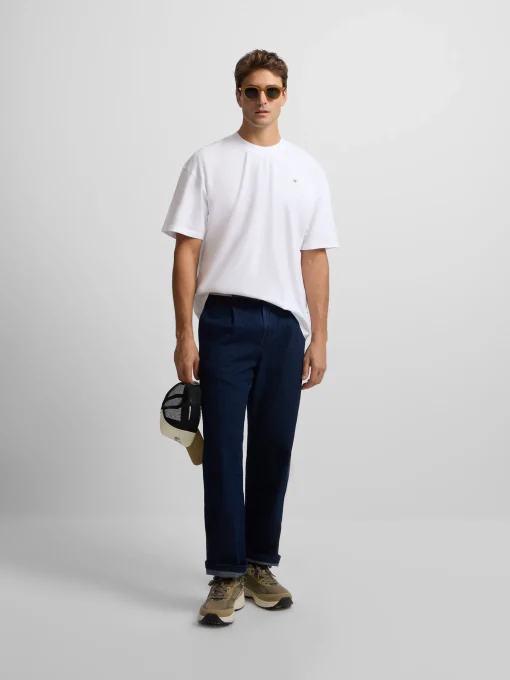 Silbon Smart Casual·Camisetas-Camiseta lisa miniparche blanca Blanco