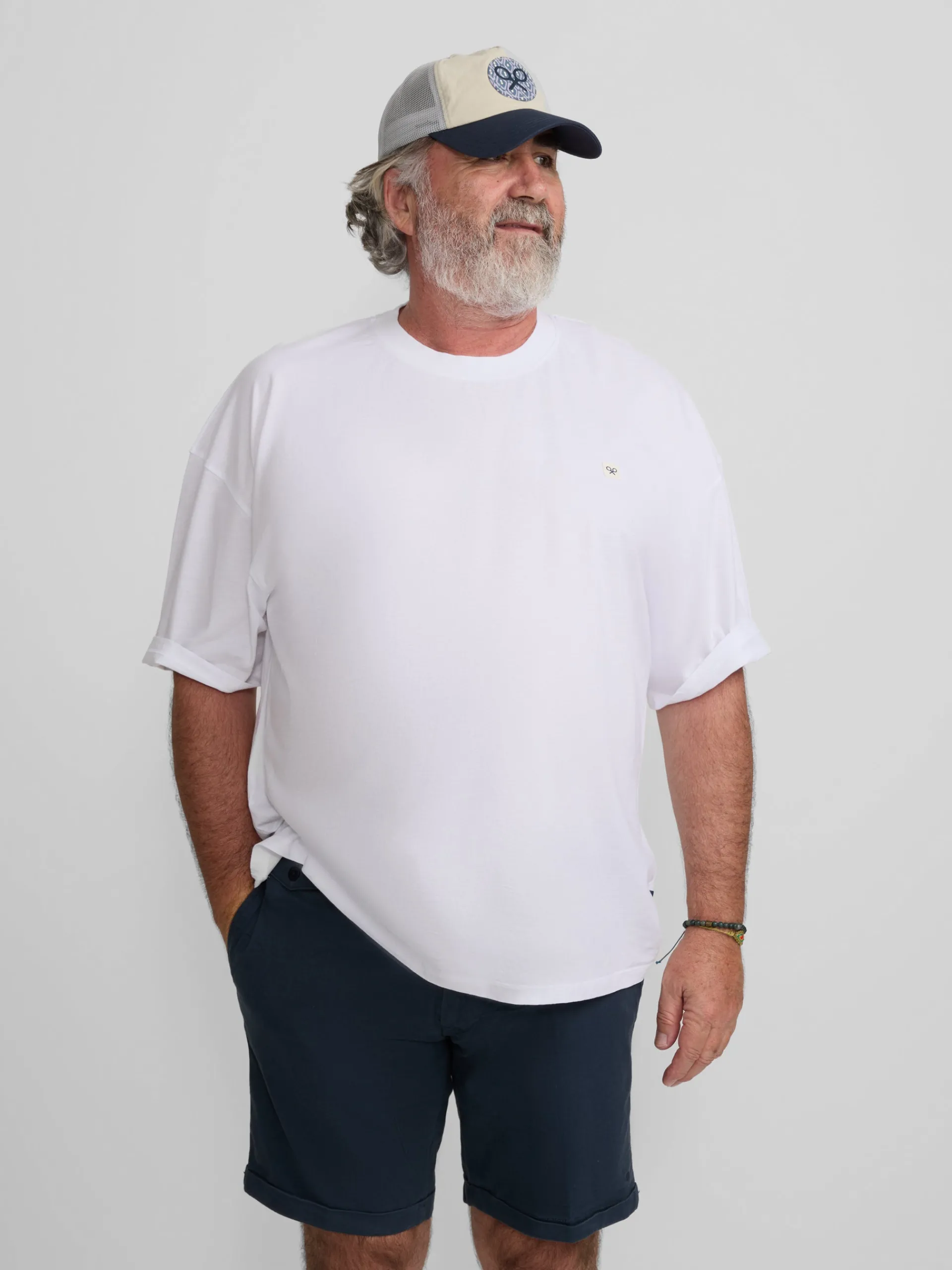 Silbon Smart Casual·Camisetas-Camiseta lisa miniparche blanca Blanco