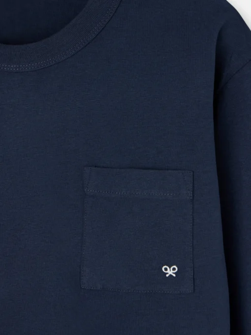 Silbon Smart Casual·Camisetas-Camiseta manga larga bolsillo azul marino Azul marino