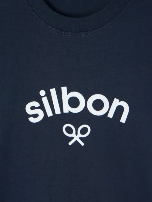 Silbon Smart Casual·Camisetas-Camiseta manga larga logo medio azul marino Azul marino
