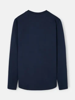 Silbon Smart Casual·Camisetas-Camiseta manga larga logo medio azul marino Azul marino