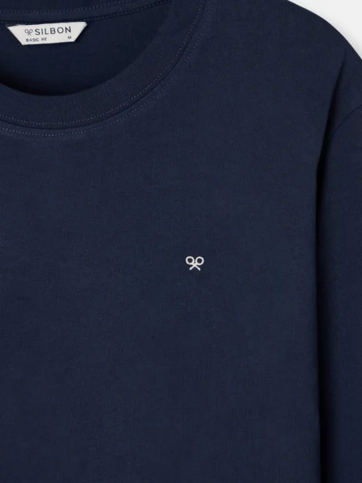 Silbon Smart Casual·Camisetas-Camiseta manga larga minilogo azul marino Azul marino
