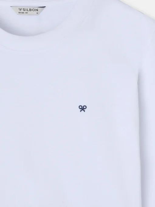 Silbon Smart Casual·Camisetas-Camiseta manga larga minilogo blanca Blanco
