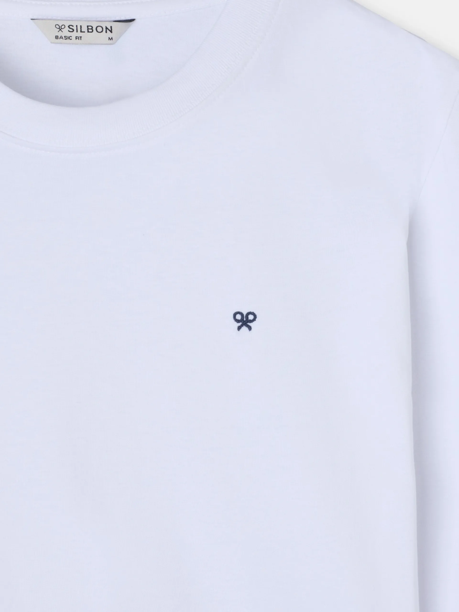 Silbon Smart Casual·Camisetas-Camiseta manga larga minilogo blanca Blanco