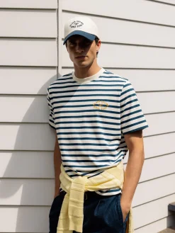 Silbon Smart Casual·Camisetas-Camiseta raya media azul marino Azul marino