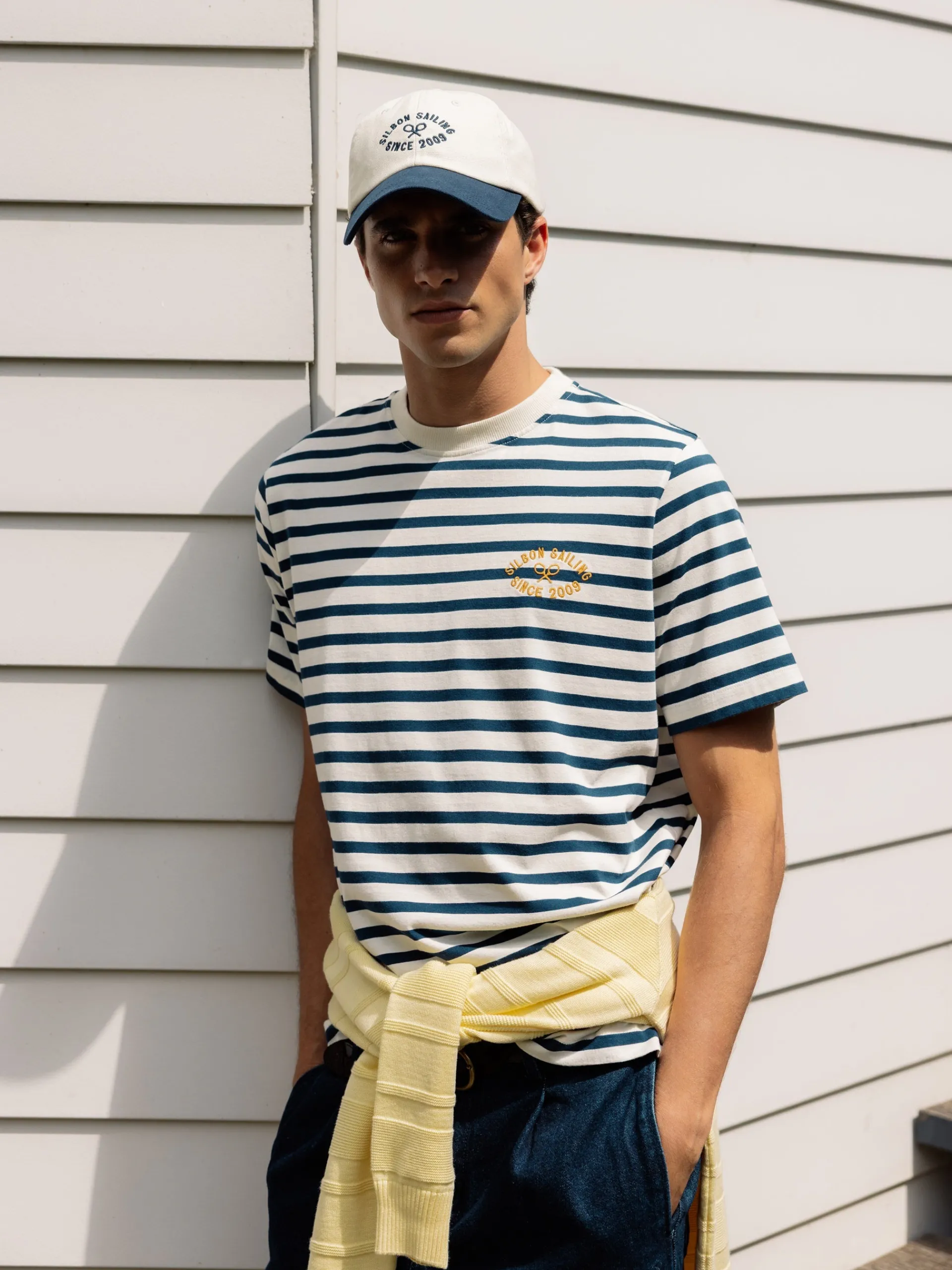Silbon Smart Casual·Camisetas-Camiseta raya media azul marino Azul marino