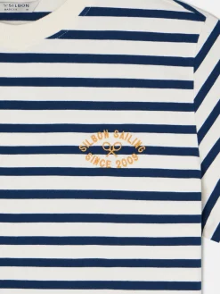 Silbon Smart Casual·Camisetas-Camiseta raya media azul marino Azul marino