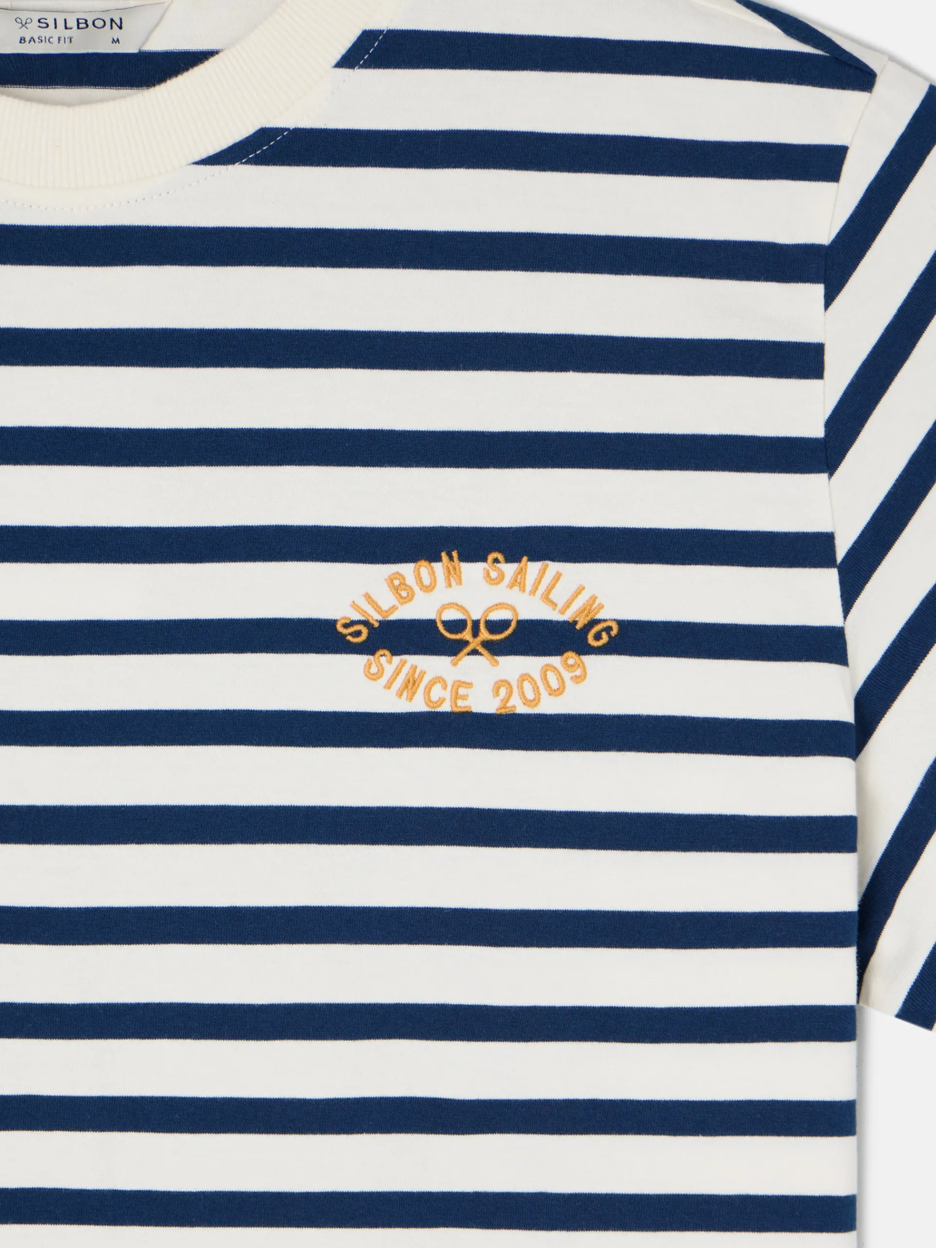 Silbon Smart Casual·Camisetas-Camiseta raya media azul marino Azul marino