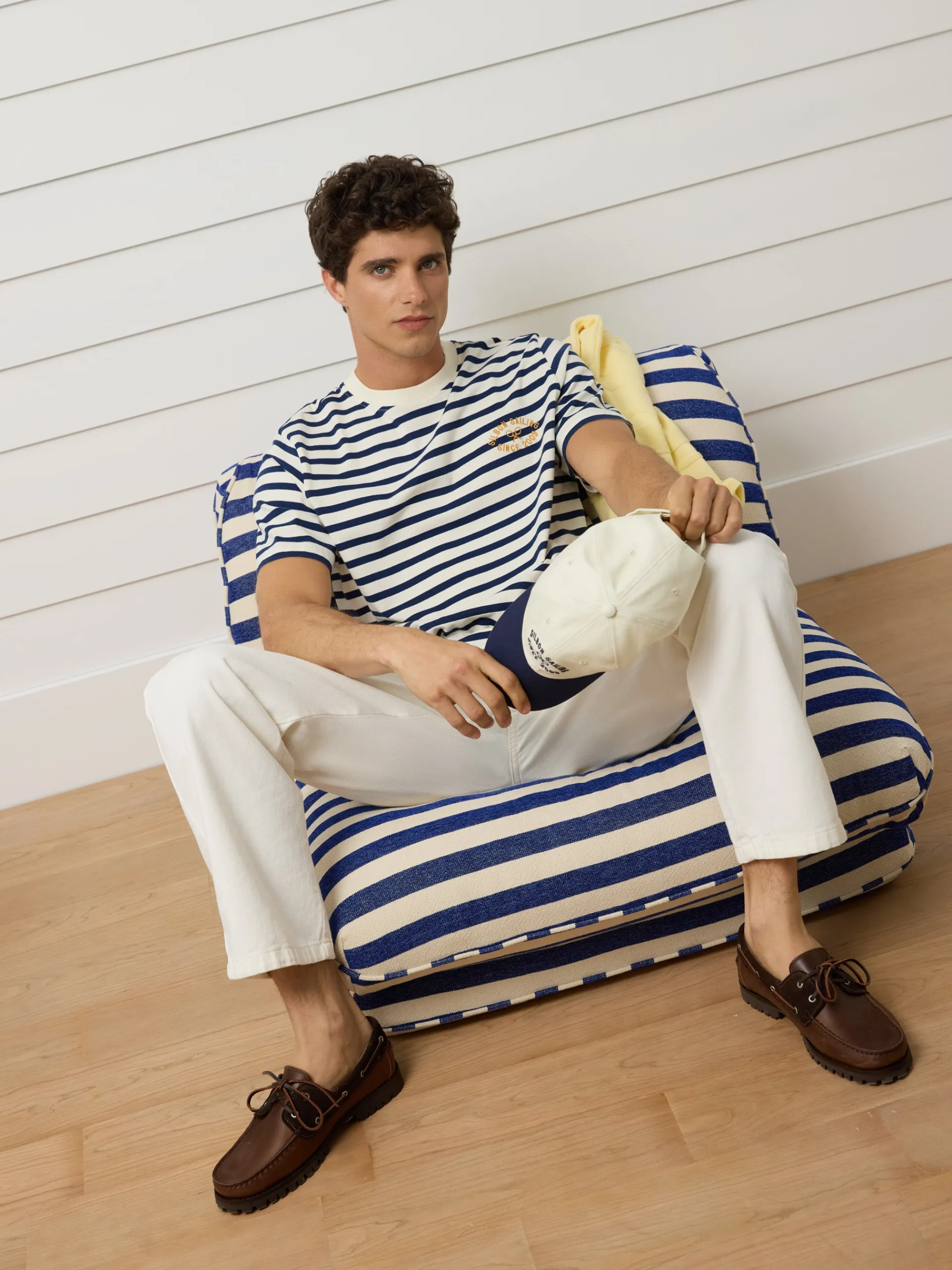 Silbon Smart Casual·Camisetas-Camiseta raya media azul marino Azul marino
