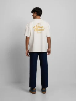 Silbon Camisetas|Smart Casual·Camisetas-Camiseta relaxed fit market Crema