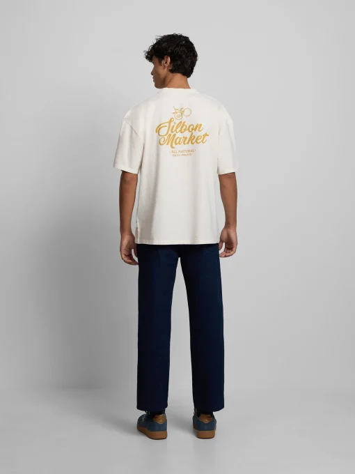 Silbon Camisetas|Smart Casual·Camisetas-Camiseta relaxed fit market Crema
