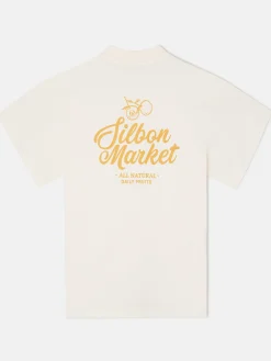 Silbon Camisetas|Smart Casual·Camisetas-Camiseta relaxed fit market Crema