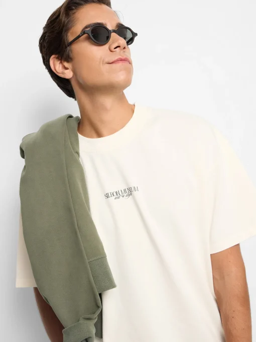 Silbon Camisetas|Smart Casual·Camisetas-Camiseta relaxed fit museum Ecru