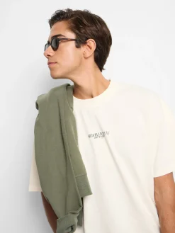 Silbon Camisetas|Smart Casual·Camisetas-Camiseta relaxed fit museum Ecru