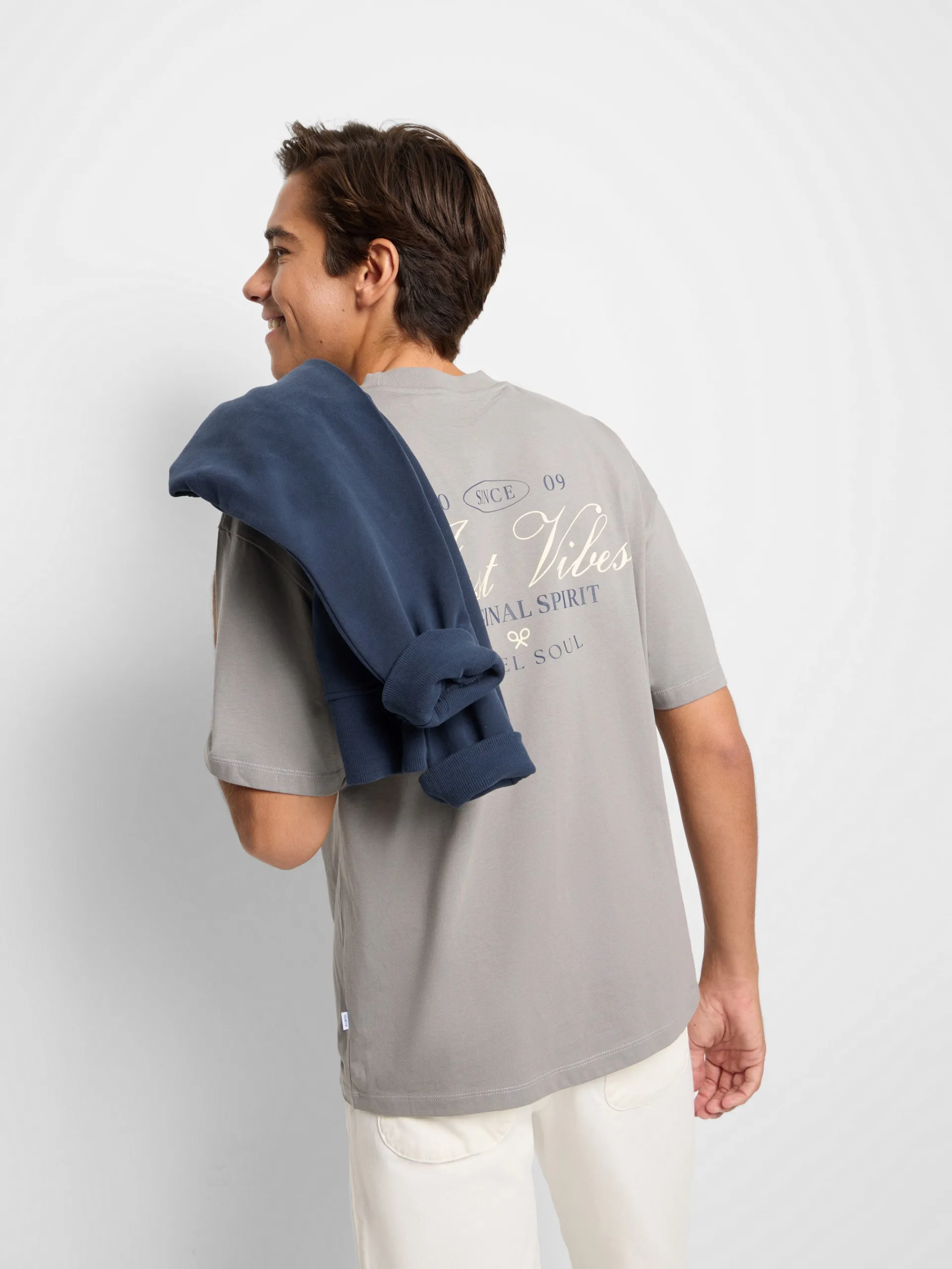 Silbon Camisetas|Smart Casual·Camisetas-Camiseta relaxed just vibes Gris