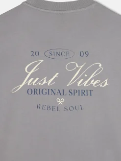 Silbon Camisetas|Smart Casual·Camisetas-Camiseta relaxed just vibes Gris