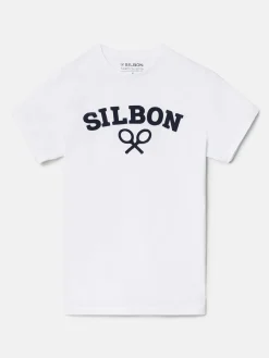 Silbon Smart Casual·Camisetas-Camiseta raqueta media blanca Blanco