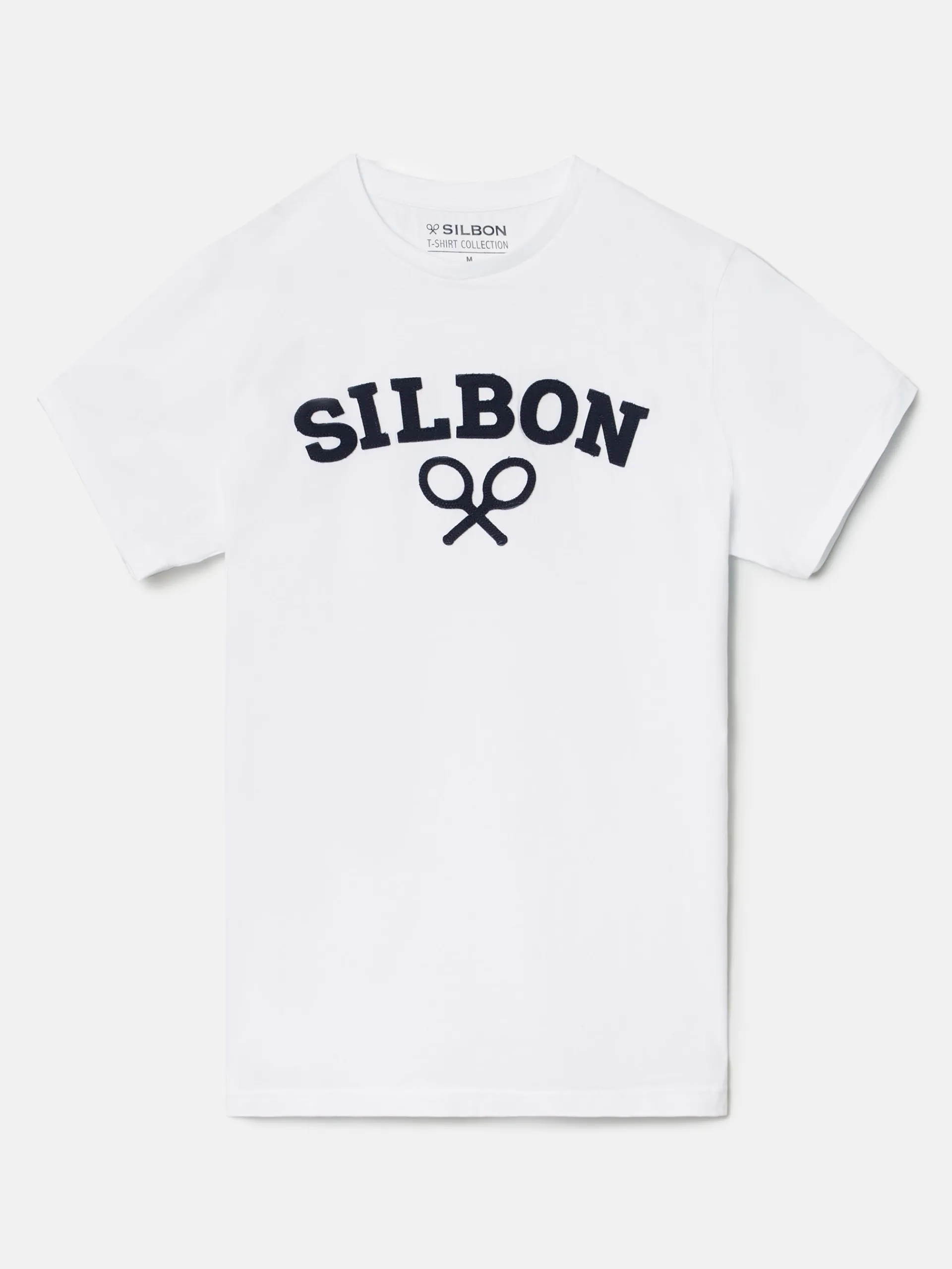 Silbon Smart Casual·Camisetas-Camiseta raqueta media blanca Blanco