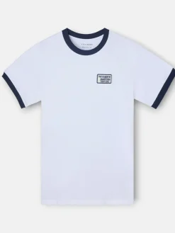 Silbon Smart Casual·Camisetas-Camiseta retro patch blanca Blanco