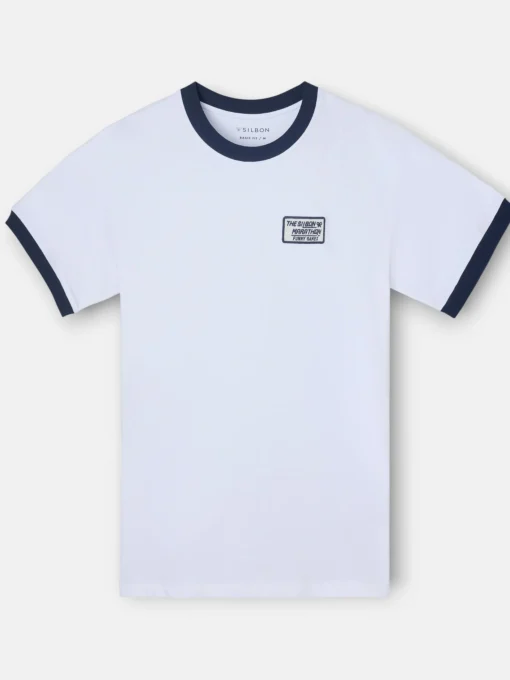Silbon Smart Casual·Camisetas-Camiseta retro patch blanca Blanco