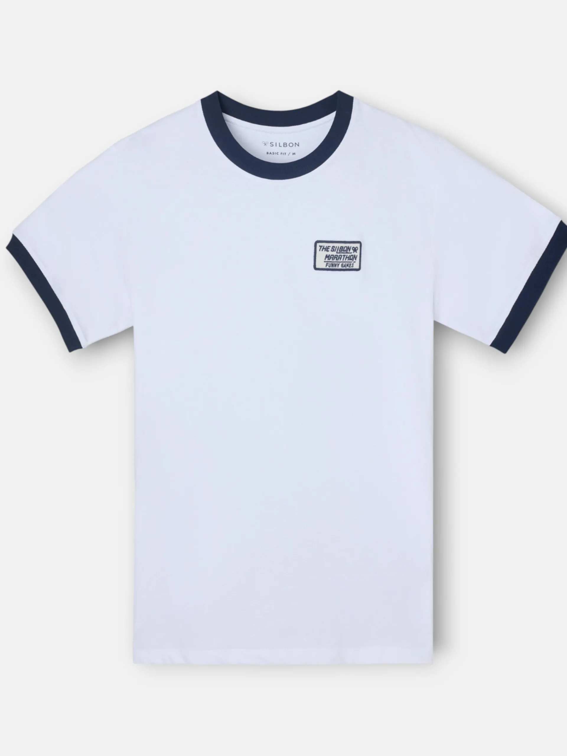 Silbon Smart Casual·Camisetas-Camiseta retro patch blanca Blanco