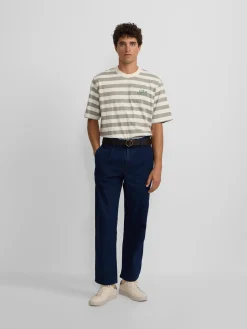 Silbon Smart Casual·Camisetas-Camiseta special fit raya verde Crema
